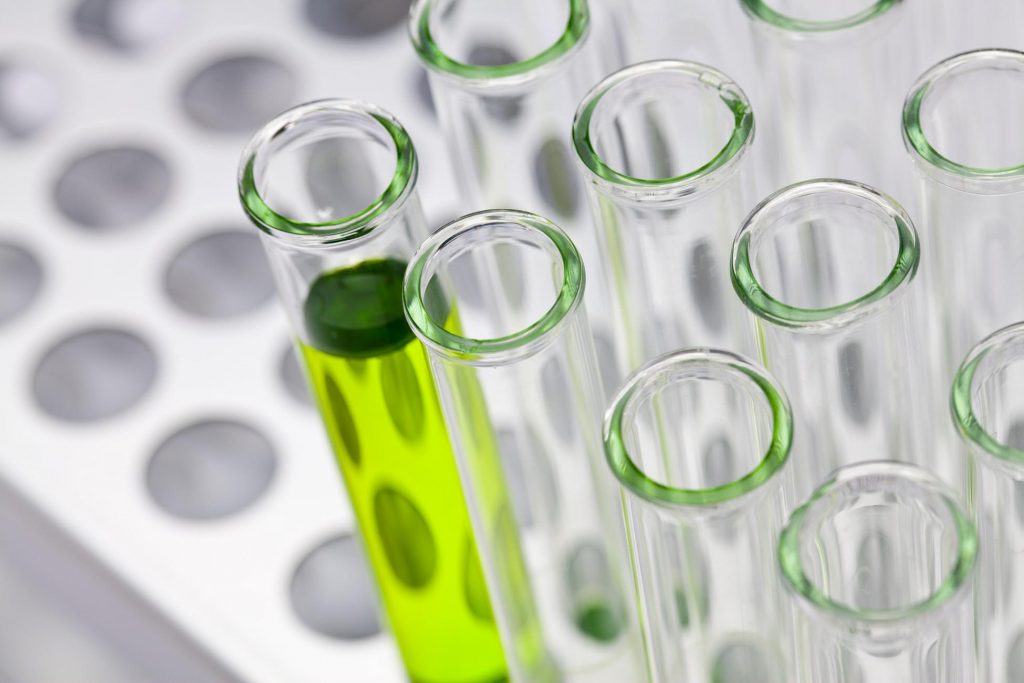 Test Tube in Rack with Green Liquid
